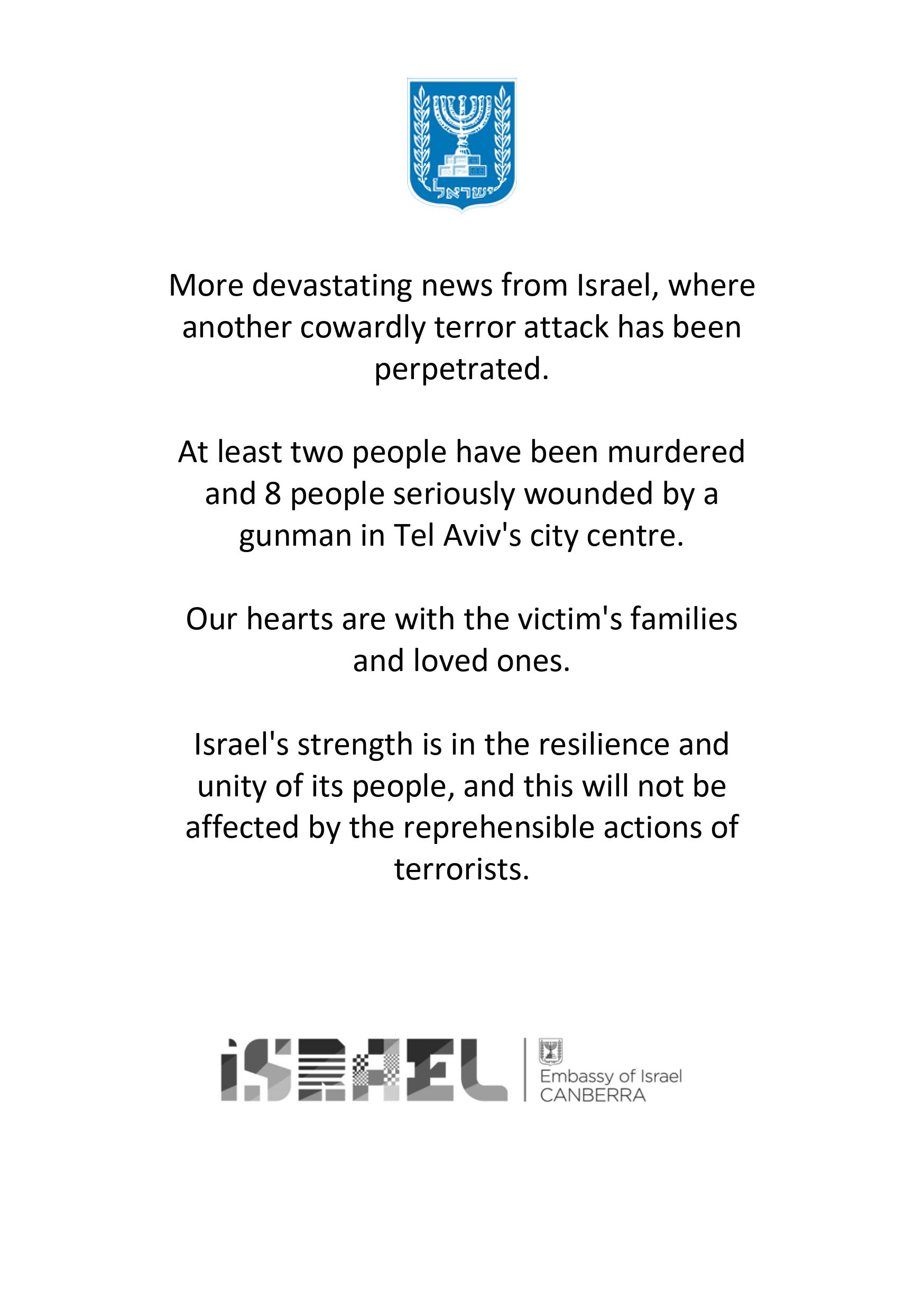 Embassy of Israel Statement 